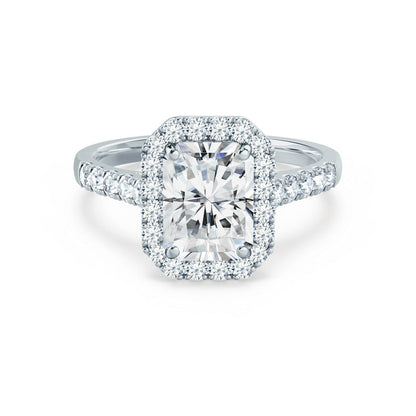 0.7 CT Radiant Halo & Pave Moissanite Engagement Ring