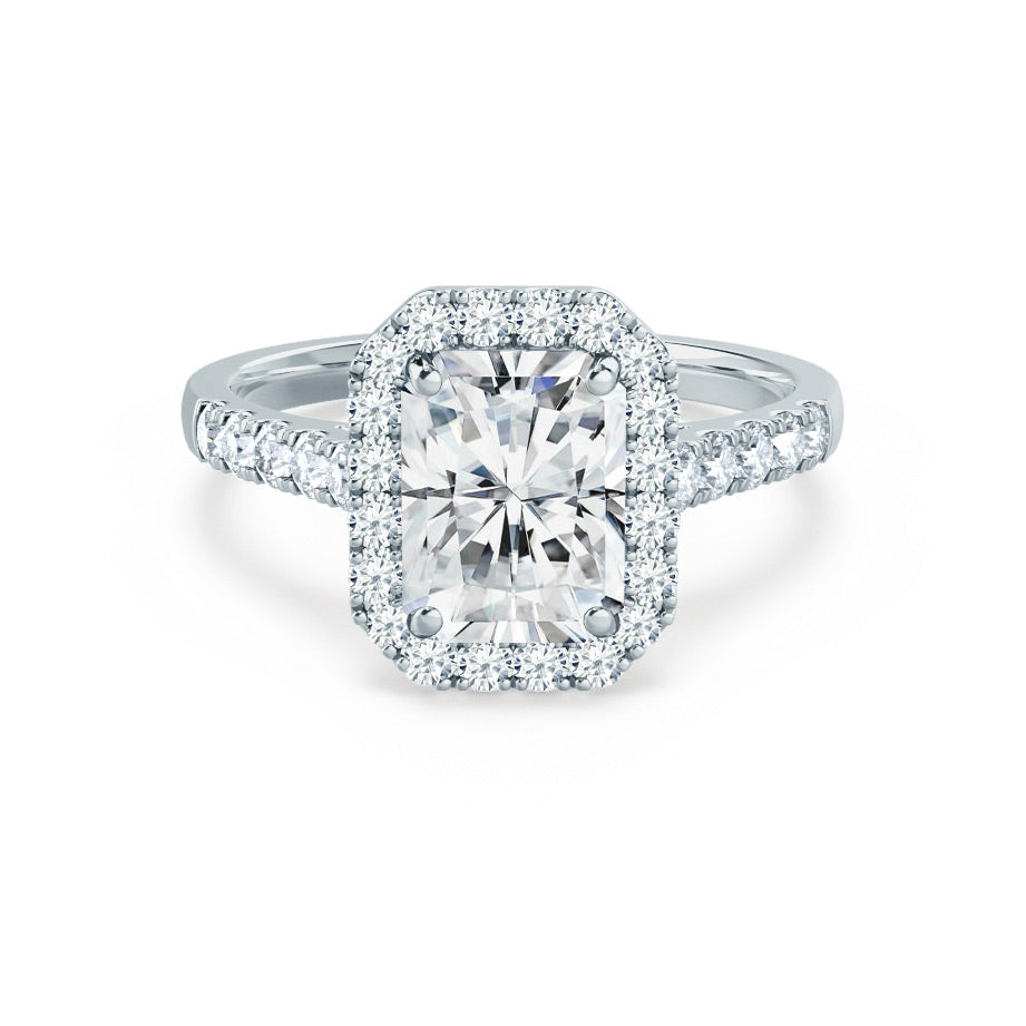 1.2 CT Radiant Halo & Pave Moissanite Engagement Ring