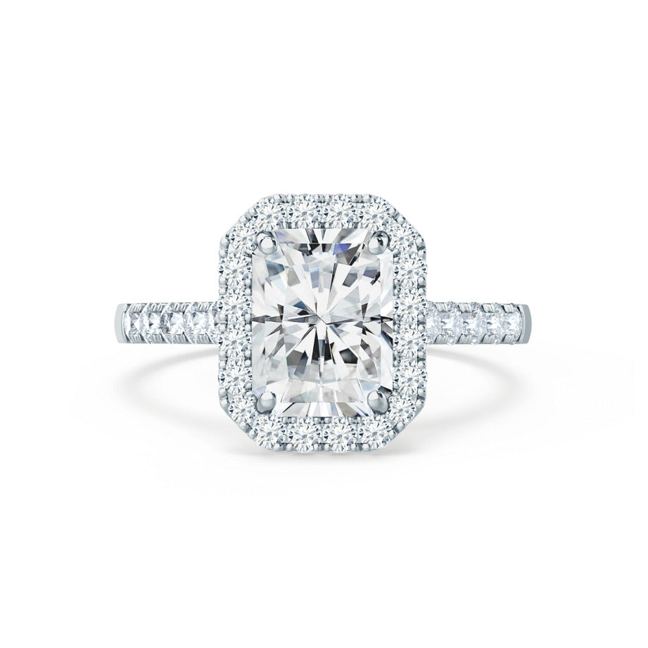 1.2 CT Radiant Halo & Pave Moissanite Engagement Ring