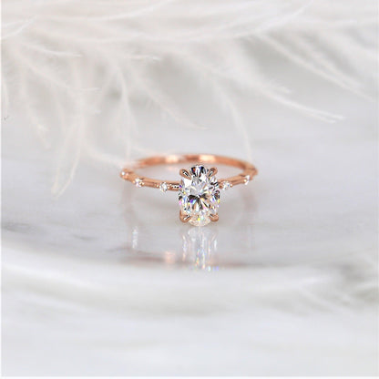 2 CT Oval Dainty Pave Moissanite Engagement Ring