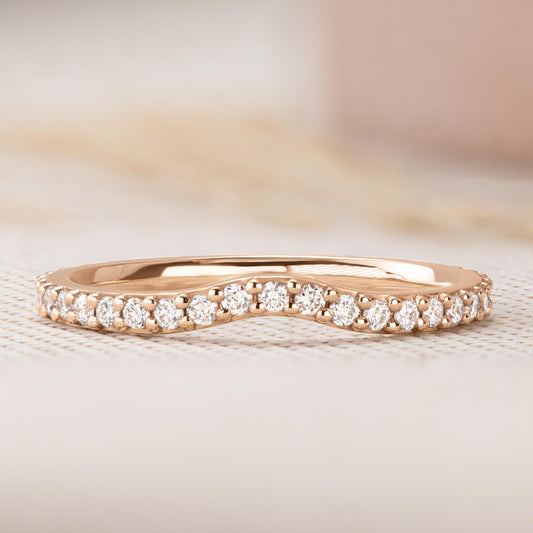 0.37 TCW Round Curved Moissanite Wedding Band