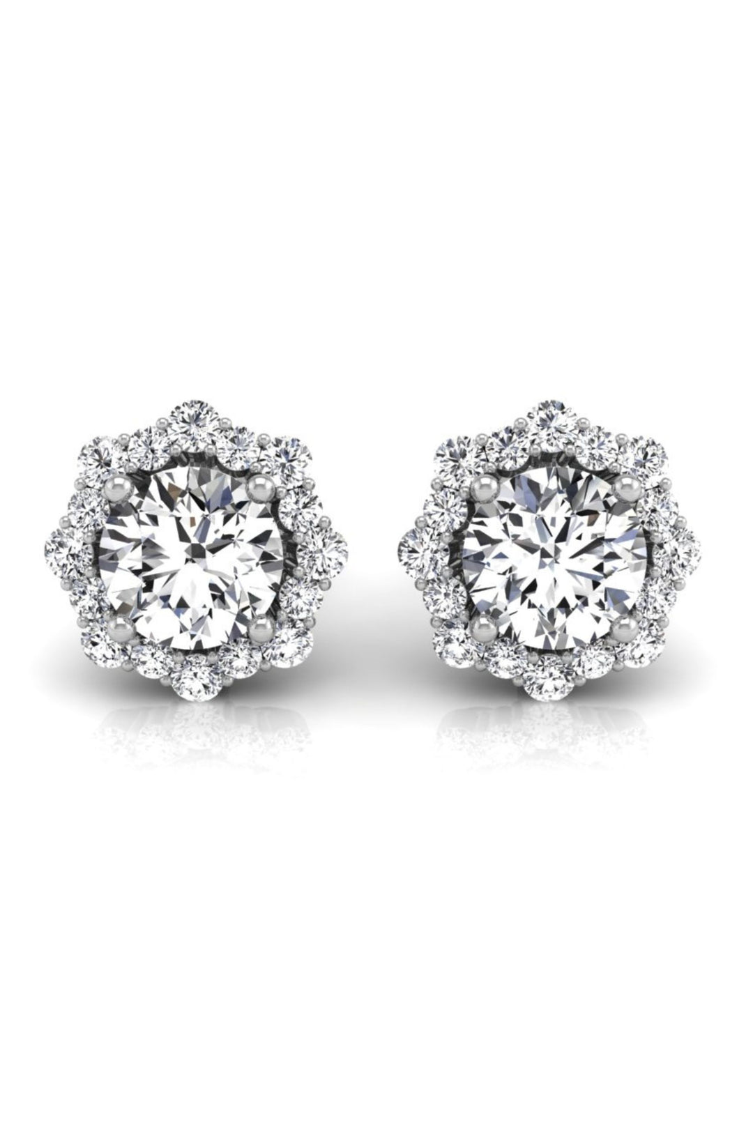 1 TCW Round Cut Cluster Stud Moissanite Earrings