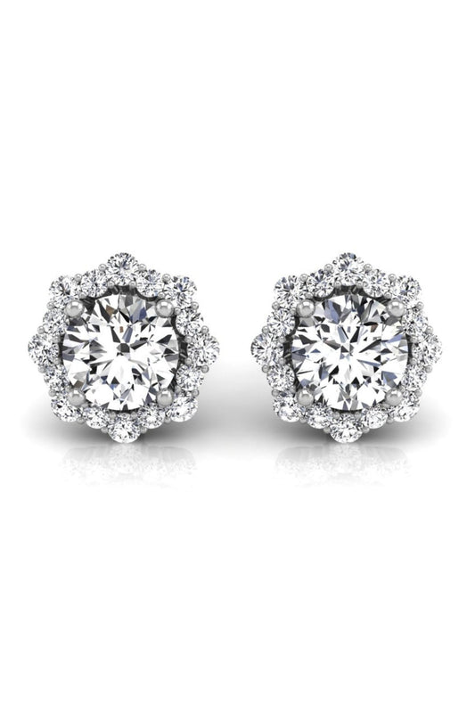 1 TCW Round Cut Cluster Stud Moissanite Earrings
