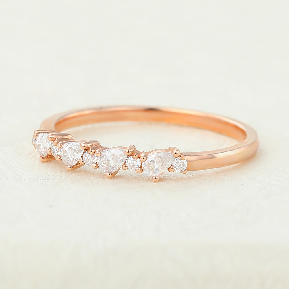 0.33 TCW Pear & Round Half Eternity Moissanite Wedding Band