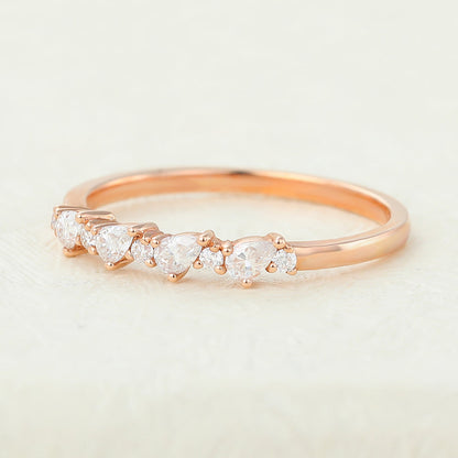 0.33 TCW Pear & Round Half Eternity Moissanite Wedding Band