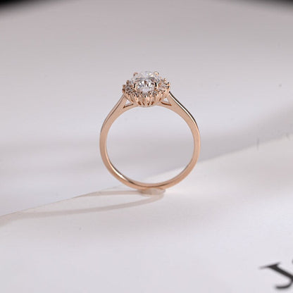 2.0 CT Oval Halo Moissanite Engagement Ring