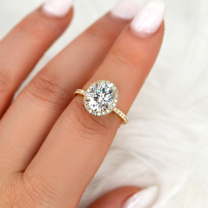 2 CT Oval Halo & Pave Moissanite Engagement Ring