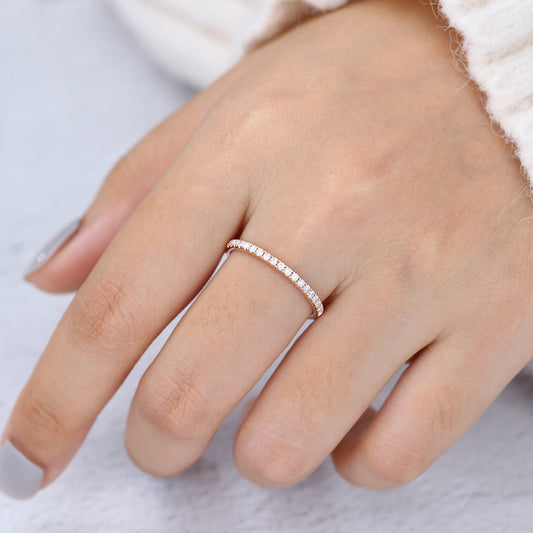 0.22 TCW Round Half Eternity Moissanite Wedding Band
