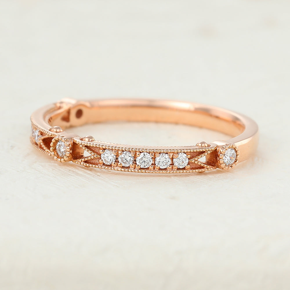 0.15 TCW Round Milgrain Moissanite Wedding Band