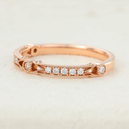 0.15 TCW Round Milgrain Moissanite Wedding Band