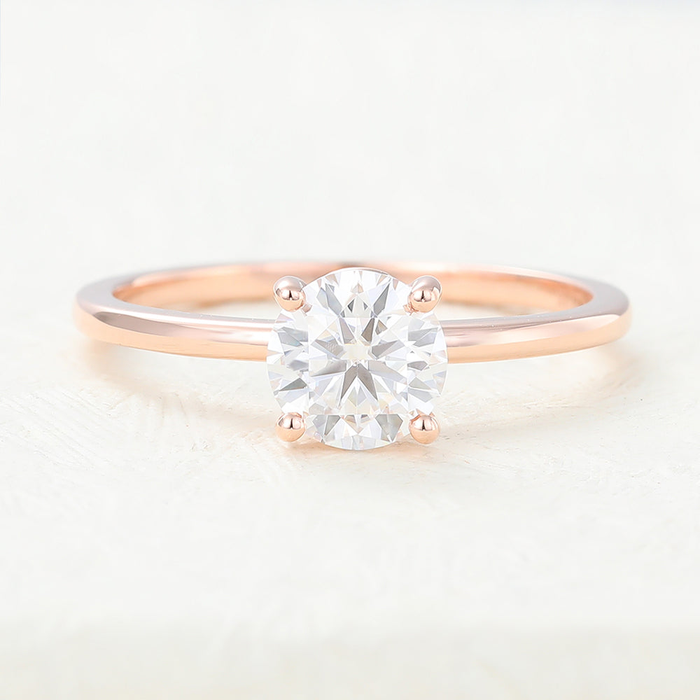 0.68 CT Round Shaped Moissanite Engagement Ring In Solitaire Design