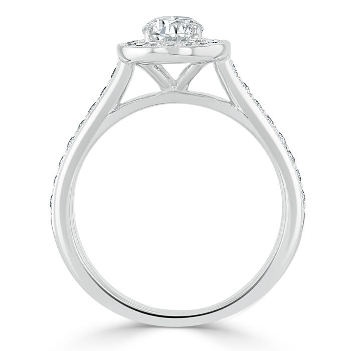 1.0 CT Oval Cut Halo Pave Moissanite Engagement Ring 4