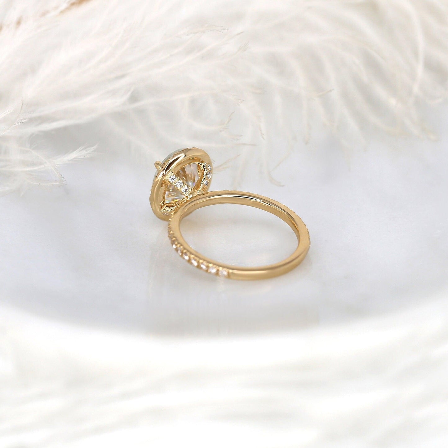 2 CT Oval Halo & Pave Moissanite Engagement Ring