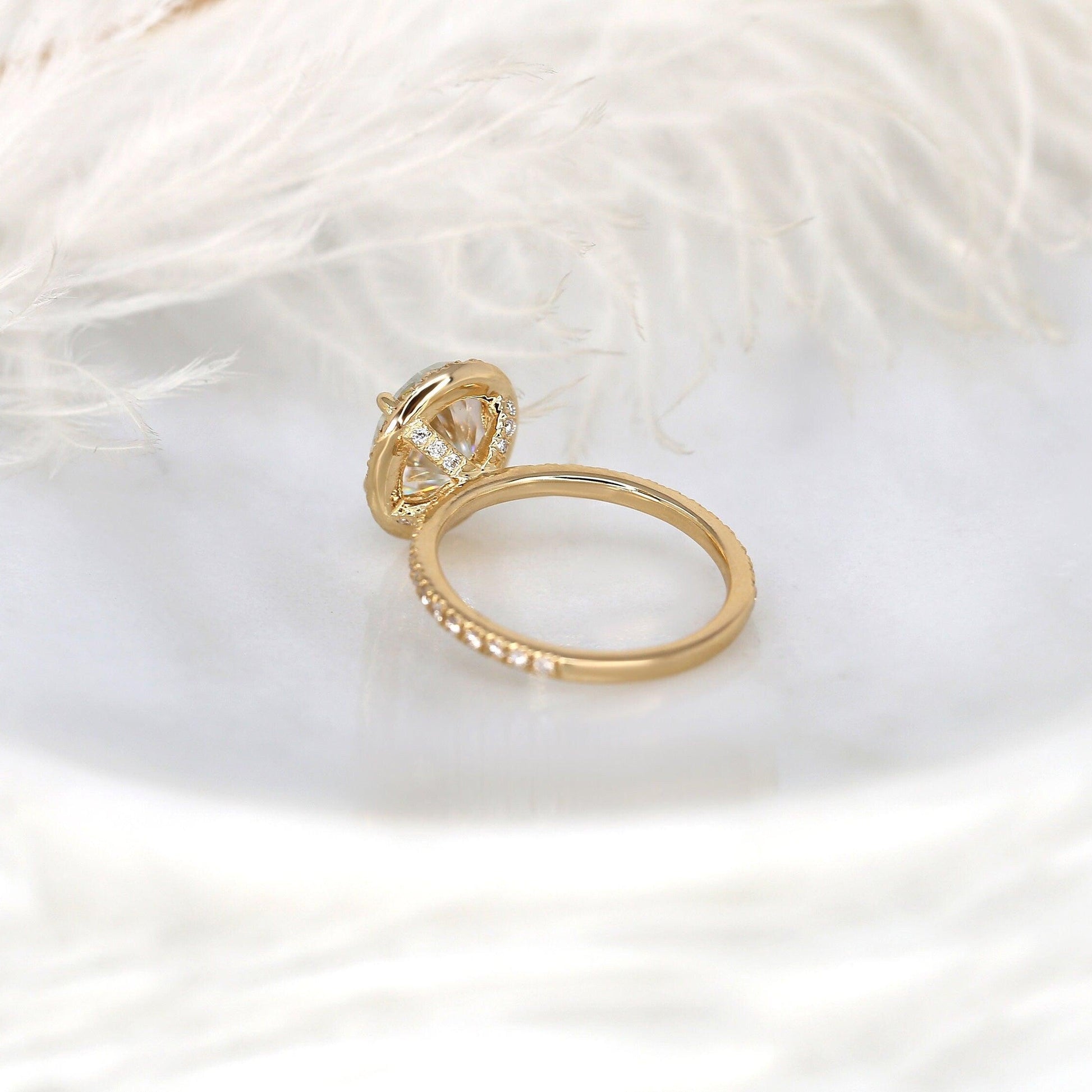 2 CT Oval Halo & Pave Moissanite Engagement Ring