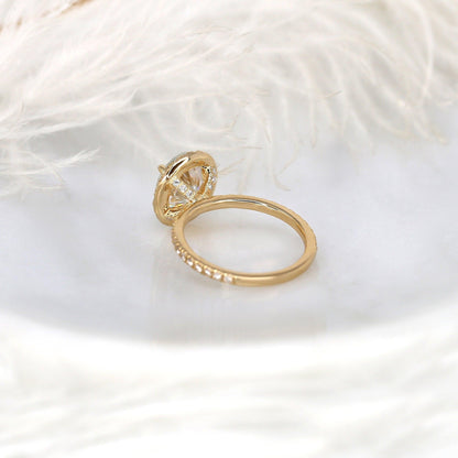 2 CT Oval Halo & Pave Moissanite Engagement Ring