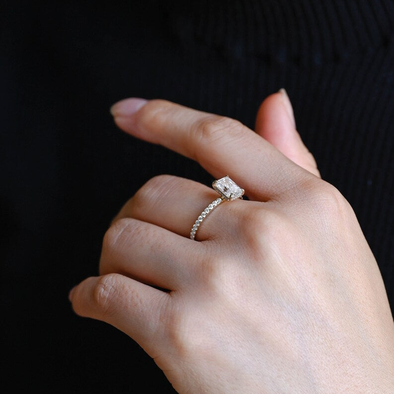 2.0 CT Emerald Pave Moissanite Engagement Ring