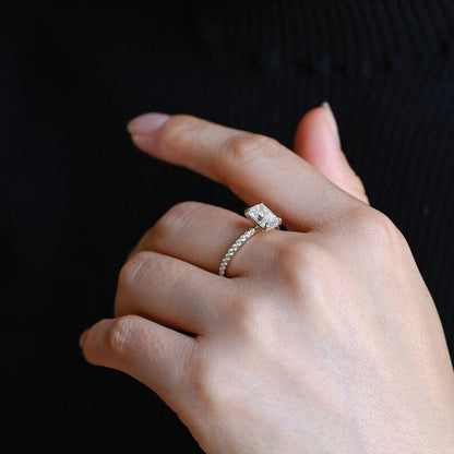 2.0 CT Emerald Pave Moissanite Engagement Ring