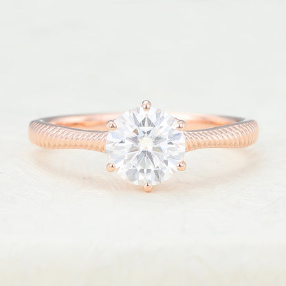 0.88 CT Round Solitaire Moissanite Engagement Ring
