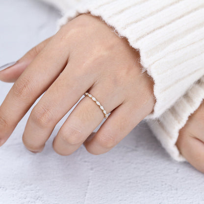 1.44 TCW Marquise Shaped Moissanite Eternity Wedding Band