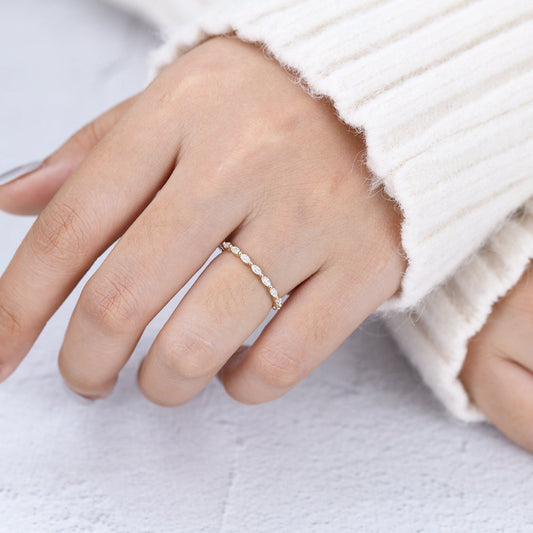 1.44 TCW Marquise Shaped Moissanite Eternity Wedding Band
