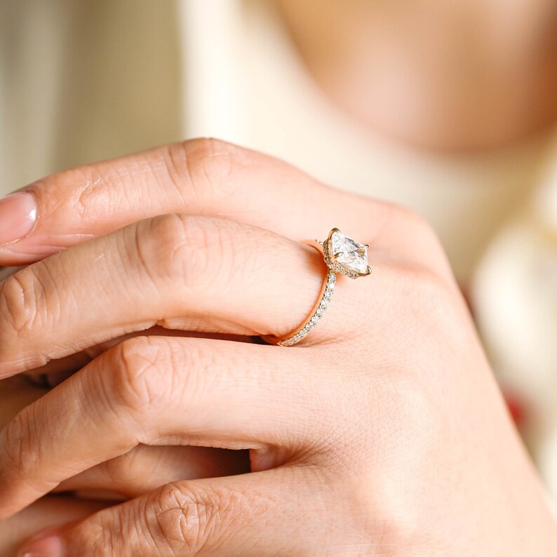 2.0 CT Radiant Pave Moissanite Engagement Ring
