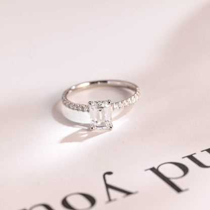2.0 CT Emerald Pave Moissanite Engagement Ring