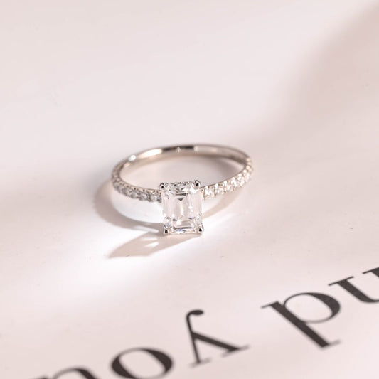 2.0 CT Emerald Pave Moissanite Engagement Ring