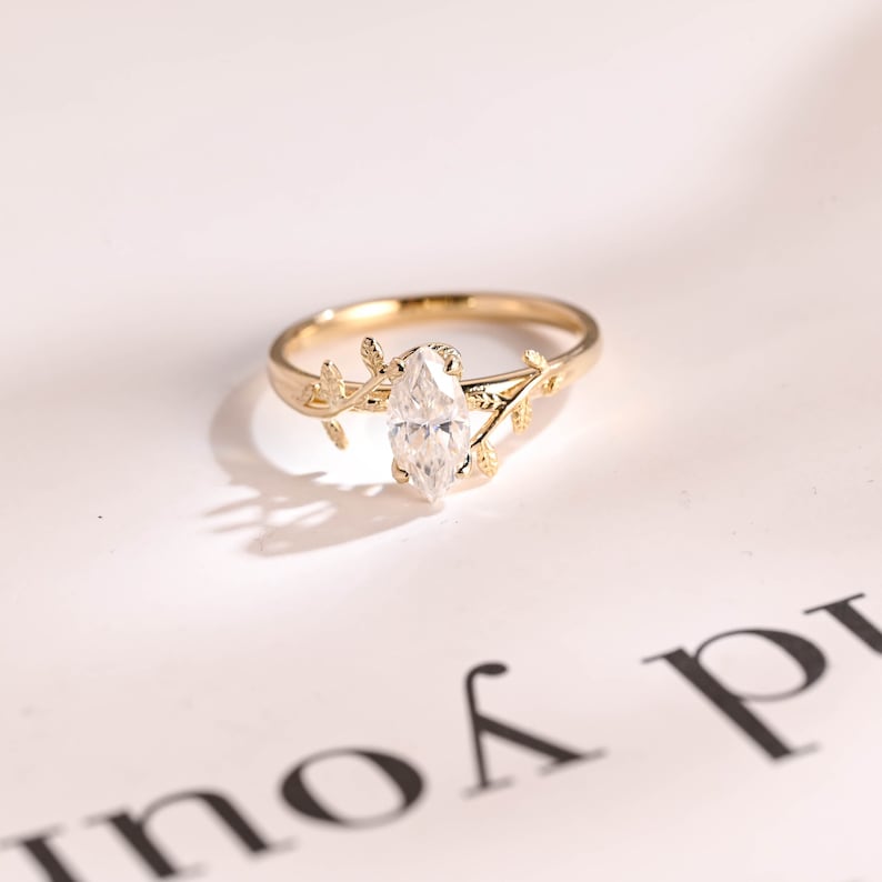 2.0 CT Marquise Solitaire Moissanite Engagement Ring