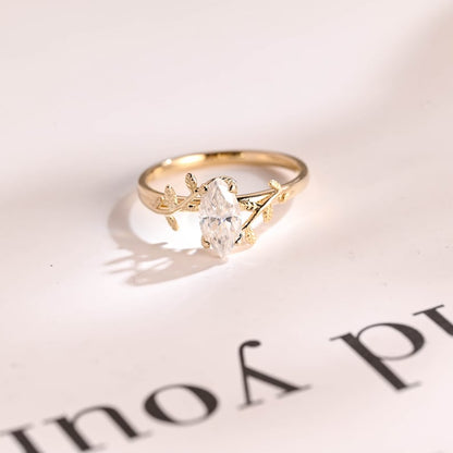 2.0 CT Marquise Solitaire Moissanite Engagement Ring