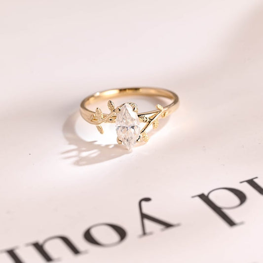 2.0 CT Marquise Solitaire Moissanite Engagement Ring