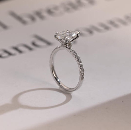 2.0 CT Marquise Pave Moissanite Engagement Ring