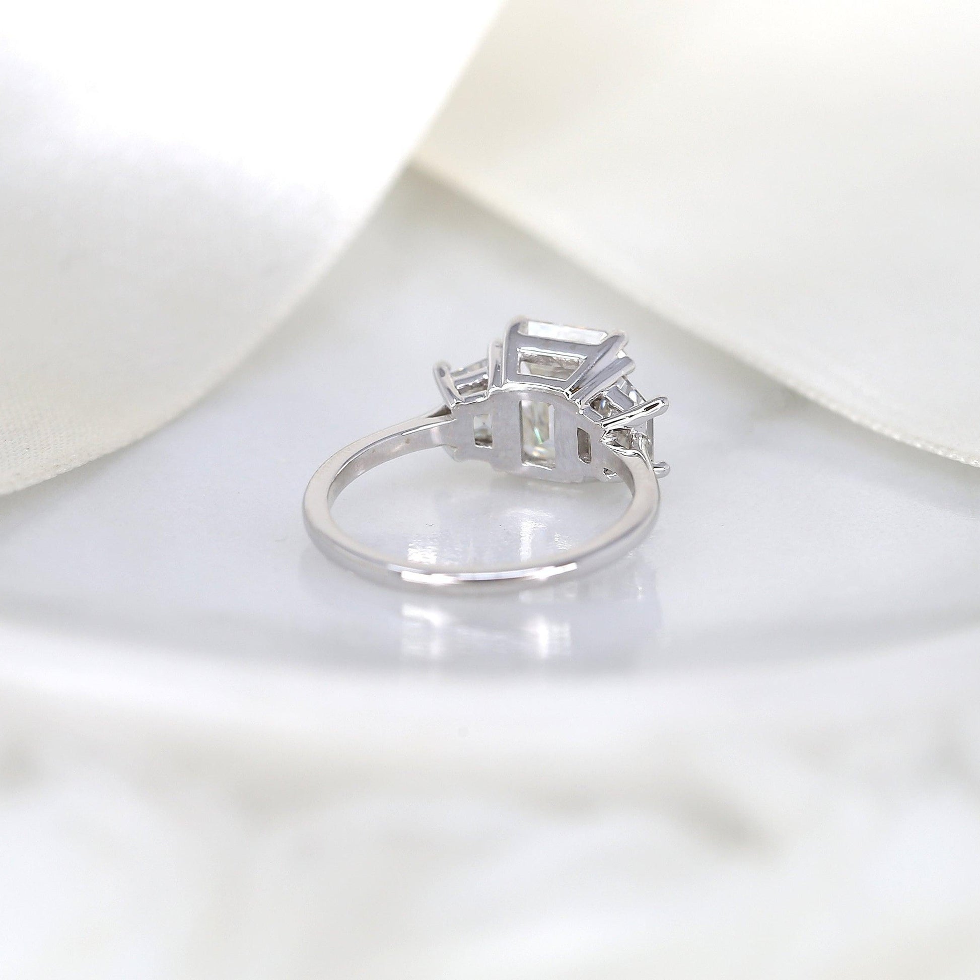 3.6 CT Emerald Three Stone Moissanite Engagement Ring