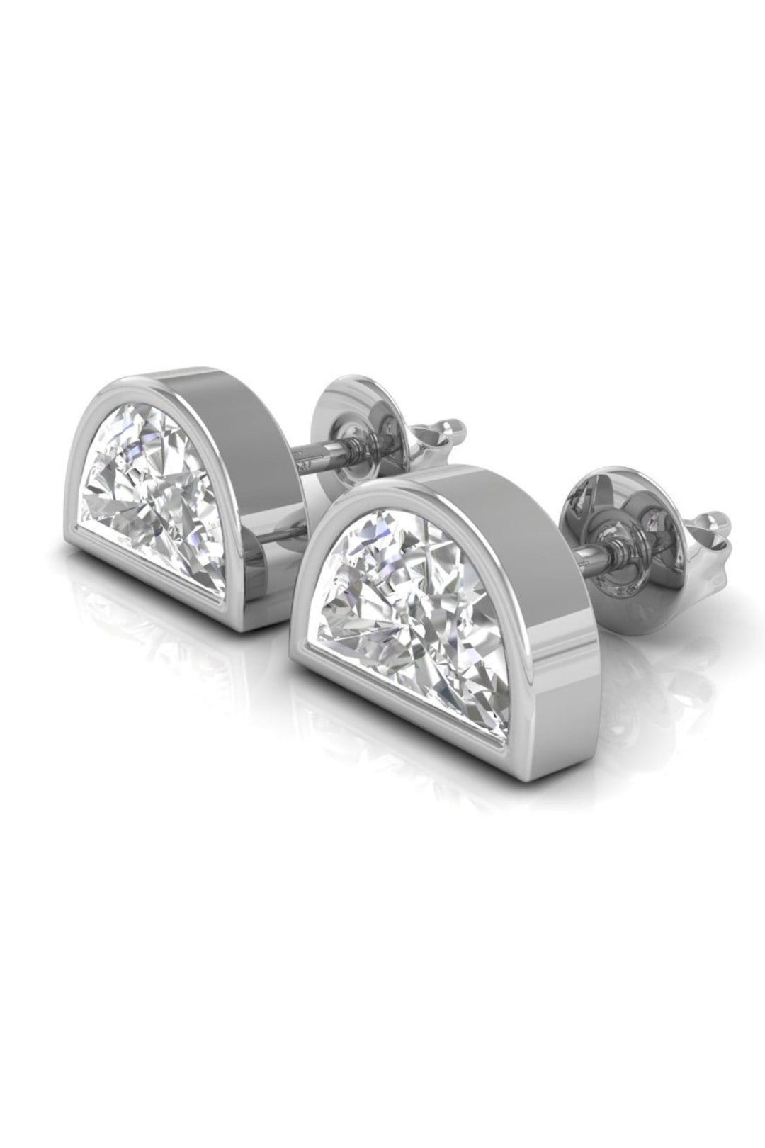 1.2 CT Half Moon Cut Stud Moissanite Earrings