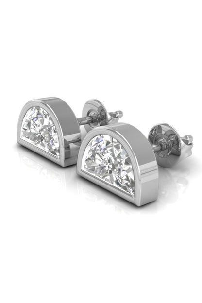 1.2 CT Half Moon Cut Stud Moissanite Earrings