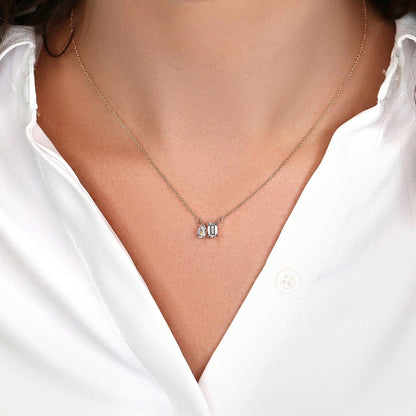 0.5 TCW Pear & Emerald Moissanite Two Stone Necklace