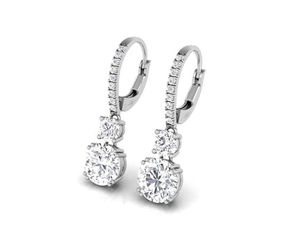 3.25 TCW Round Cut Drop Moissanite Earrings