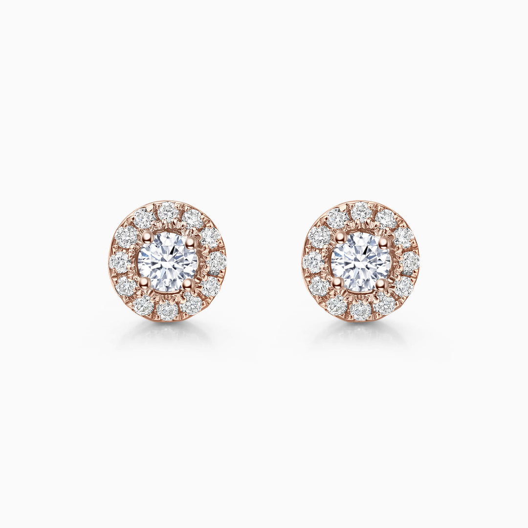 0.7 TCW Round Cut Halo Stud Moissanite Earrings