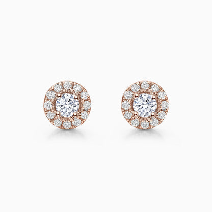 0.7 TCW Round Cut Halo Stud Moissanite Earrings