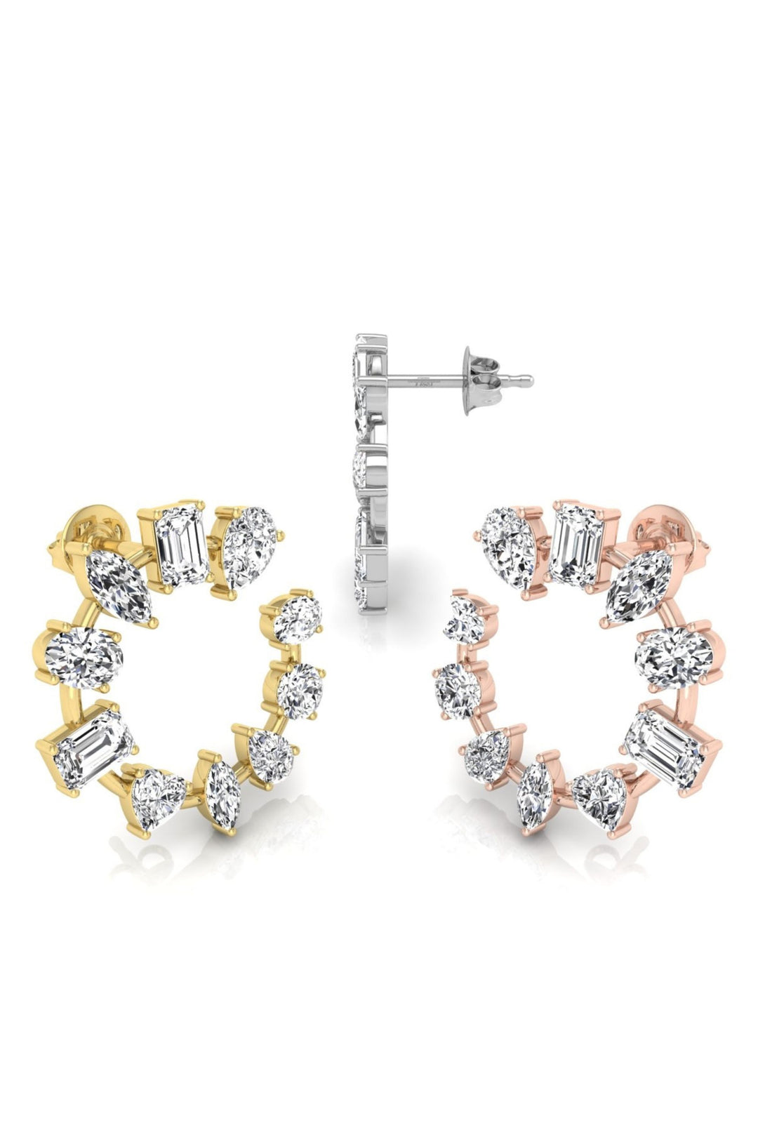 4.24 TCW Round Cut Multi Stone Hoop Moissanite Earrings