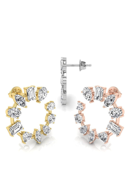 4.24 TCW Round Cut Multi Stone Hoop Moissanite Earrings