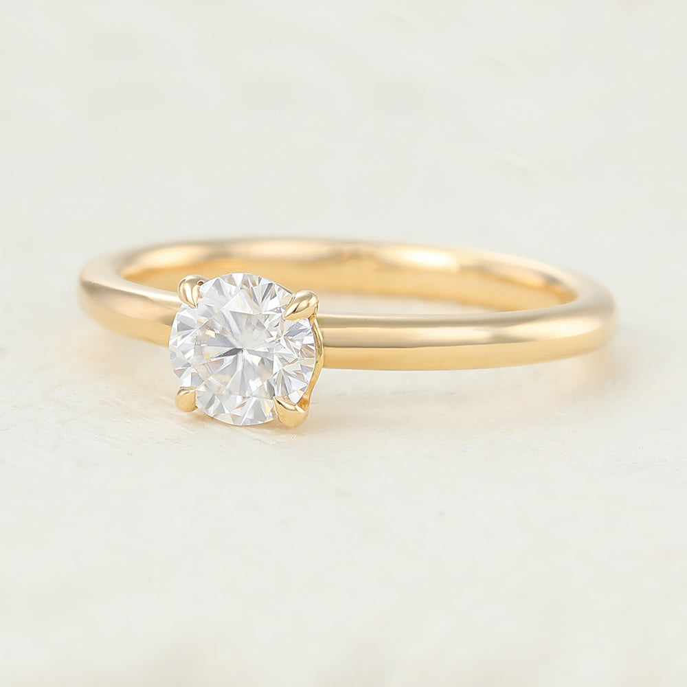 0.41 CT Round Shaped Moissanite Engagement Ring In Solitaire Design