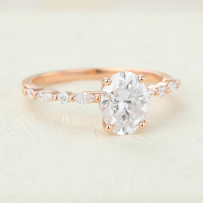 1.33 CT Oval Shaped Moissanite Engagement Ring In Pave Design