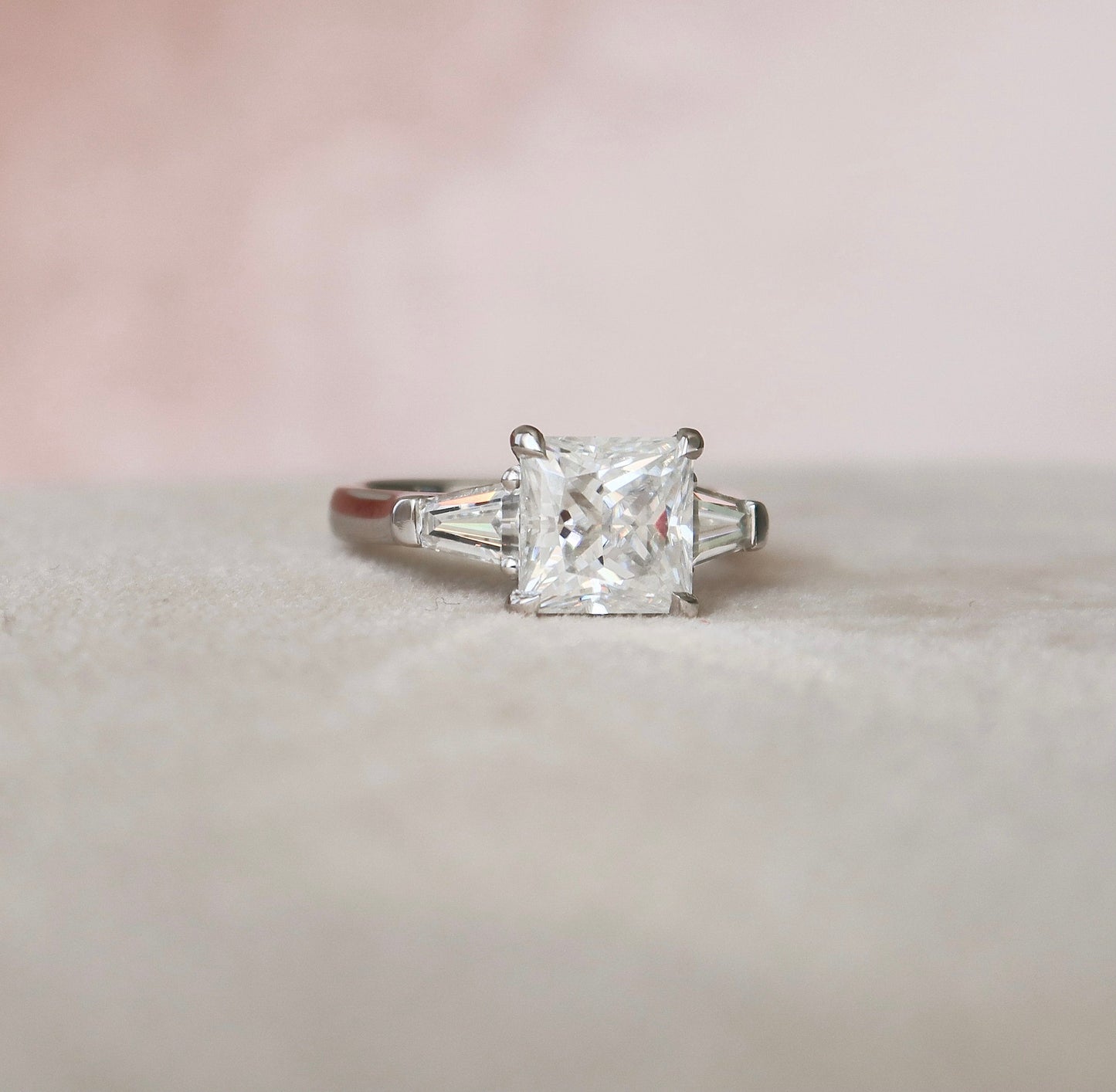 3 CT Princess Three Stone Moissanite Engagement Ring