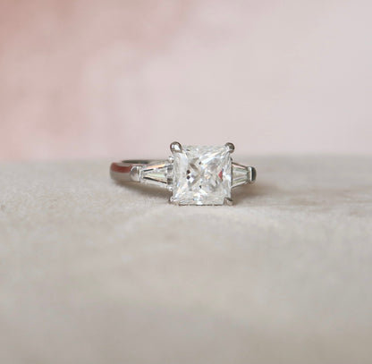 3 CT Princess Three Stone Moissanite Engagement Ring