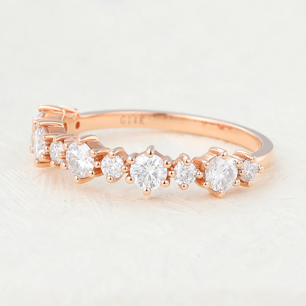 0.7 TCW Round Half Eternity Moissanite Wedding Band