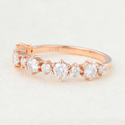 0.7 TCW Round Half Eternity Moissanite Wedding Band