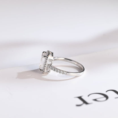 2.0 CT Emerald Halo & Pave Moissanite Engagement Ring