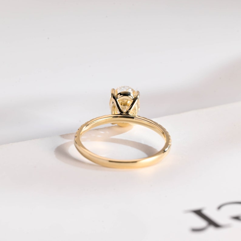 2.0 CT Oval Pave Moissanite Engagement Ring