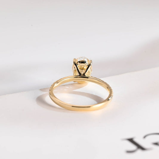 2.0 CT Oval Pave Moissanite Engagement Ring