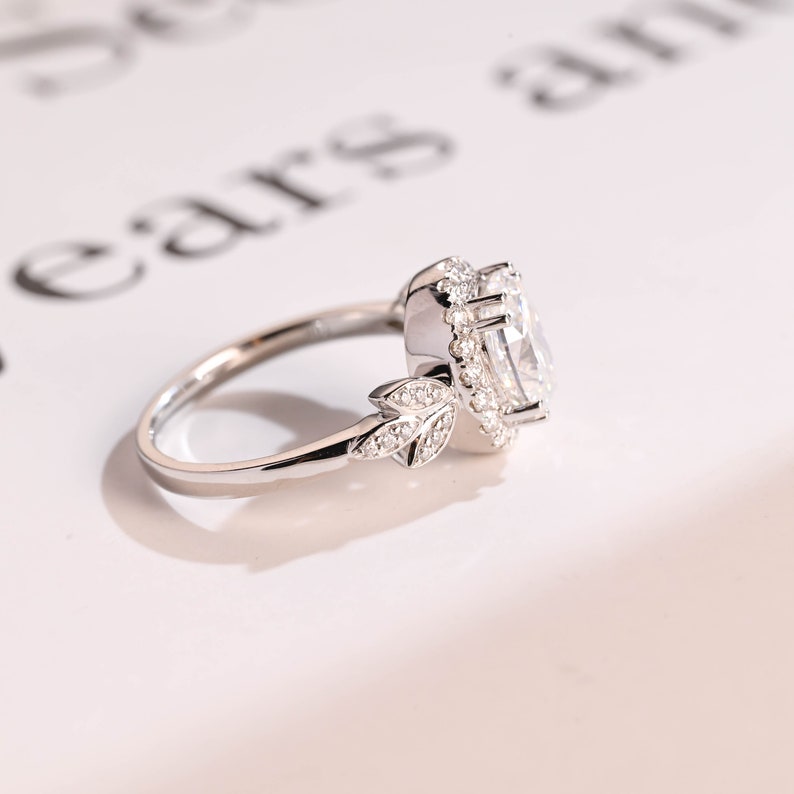 2.0 CT Oval Cluster Moissanite Engagement Ring